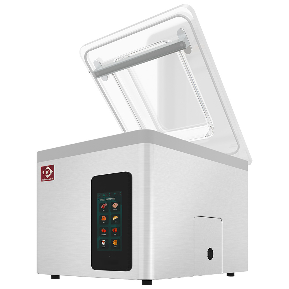 Máquina de vacío, tanque de acero inoxidable 370x350xh150 mm. 16 m3/h pantalla TOUCH