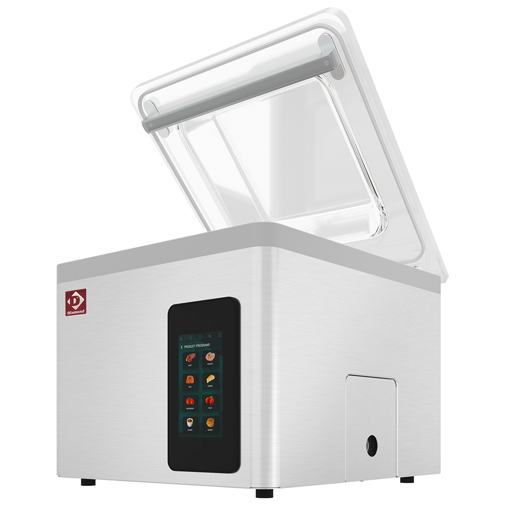 Máquina de vacío, tanque de acero inoxidable 370x420xh180 mm. 21 m3/h pantalla TOUCH
