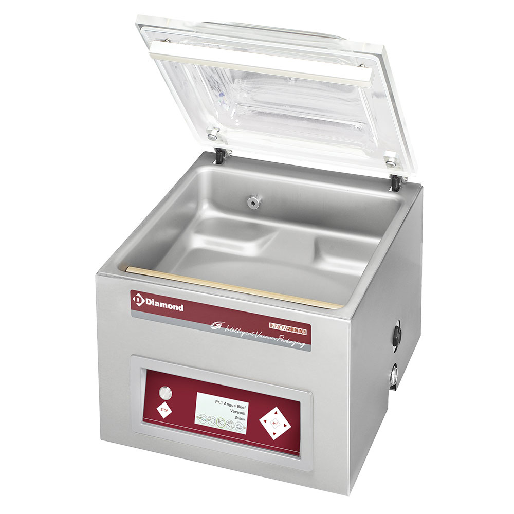 Máquina de vacío, cuba de acero inoxidable 420x370xh180 mm. -21 m3/h pantalla LCD