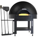 Horno estático de cúpula, base fija, 6 pizzas (Ø 33) con soporte con ruedas - NEGRO