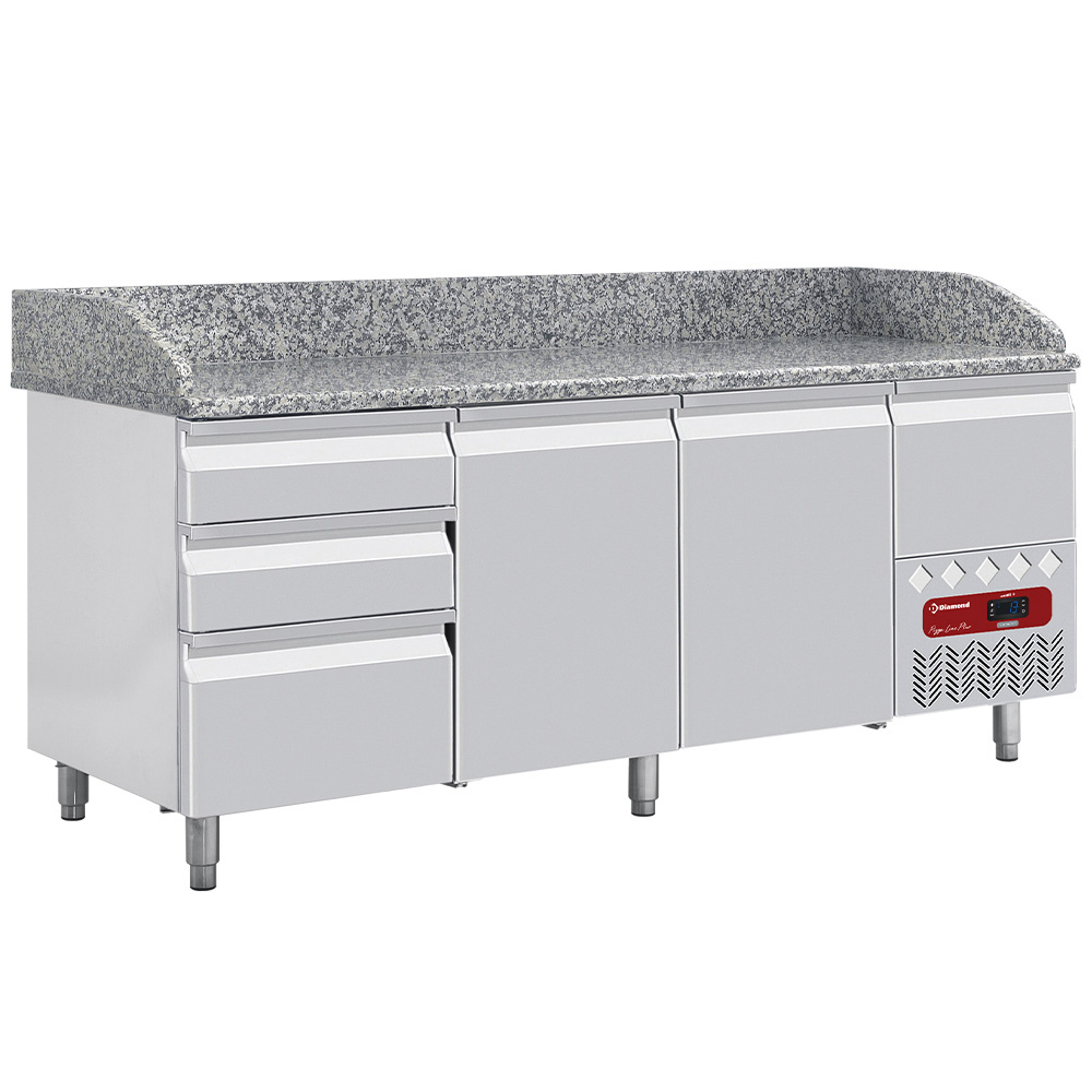 Mesa frigorífica 2 puertas 600x400, 3 cajones neutros (8x cubas 600x400) + cajón utensilios