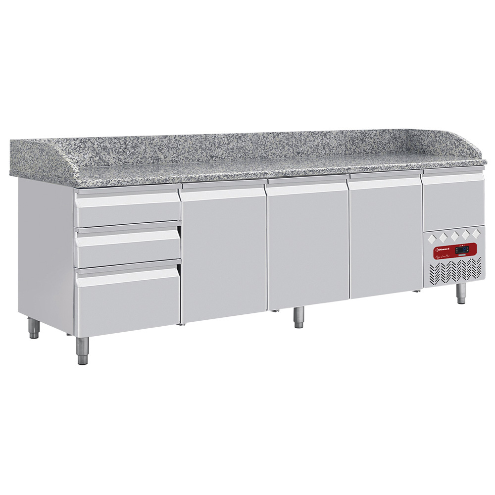 Mesa frigorífica 3 puertas 600x400, 3 cajones neutros (8x cubas 600x400) + cajón utensilios