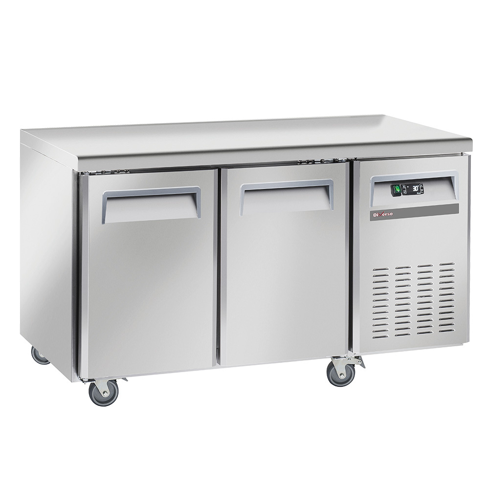 Mesa frigorífica y ventilada, 2 puertas GN 1/1, sobre ruedas, 2 con frenos