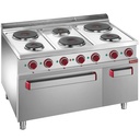 Hornilla con 6 placas sobre horno GN 2/1 y parrilla eléctrica, armario neutro  GN 1/1