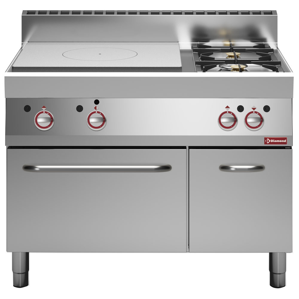 Cocina a gas con plancha incandescente, horno de gas y armario neutro
