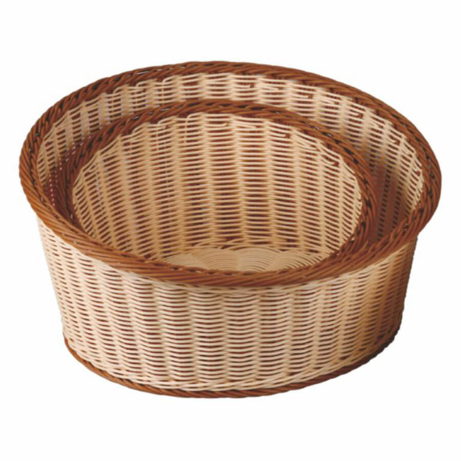 [P100755] Cesta de pan redonda de mimbre inclinada de polipropileno de 40 cm en marrón