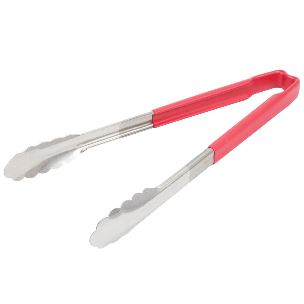 [4781240] Pinzas festoneadas monobloc de acero inoxidable de 30 cm con mango rojo Kool-Touch®