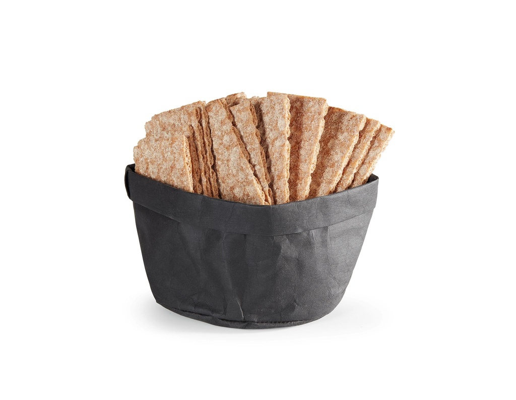 [P100837] Bolsa de pan reutilizable de papel de 26,5 centímetros en negro