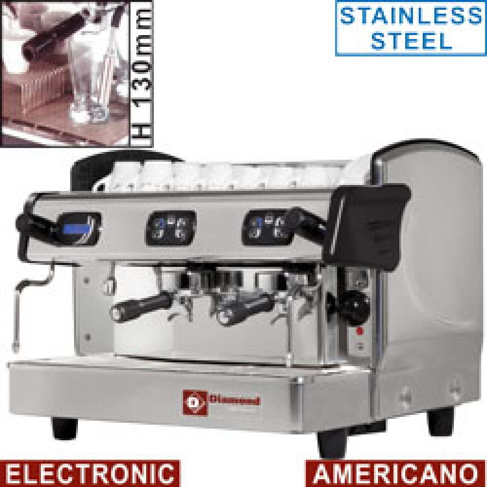 Máquina de cafè expresso 2 grupos, h130mm, auto. (con display)