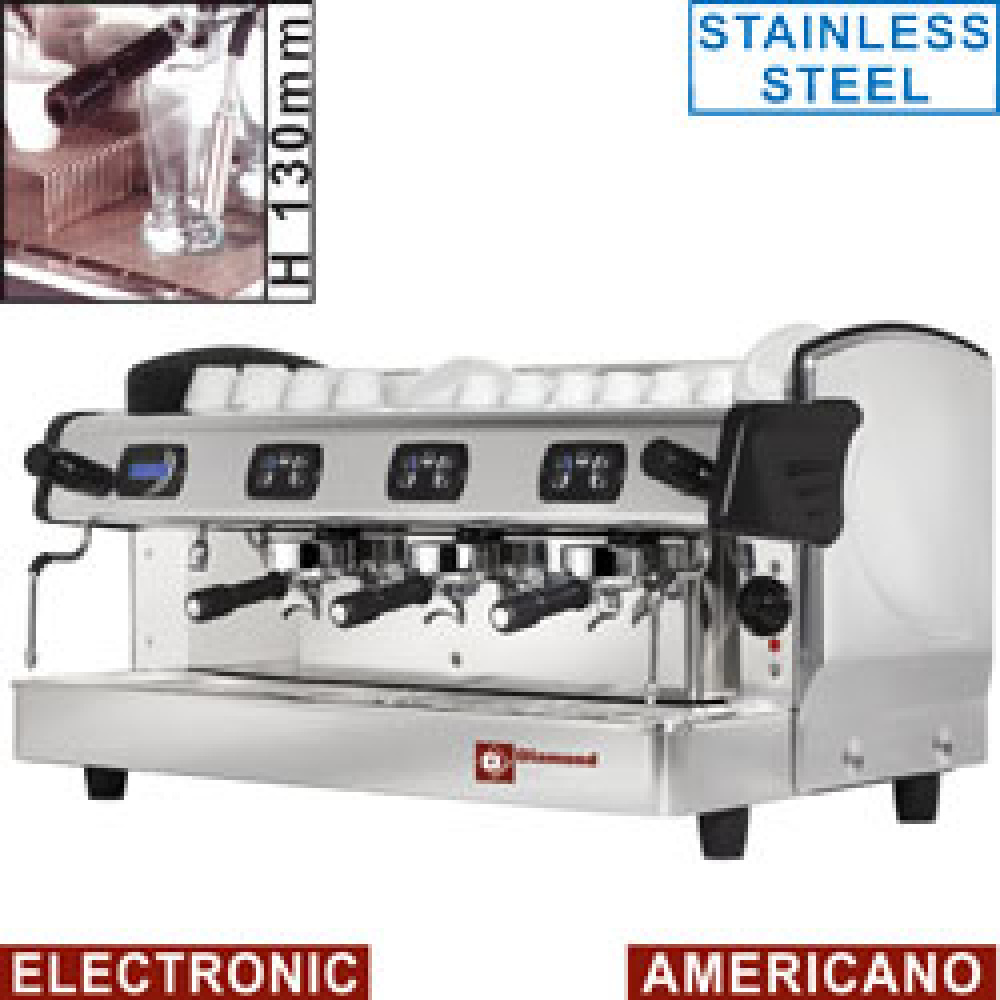 Máquina de cafè expreso 3 grupos, h130mm, auto. (con display)