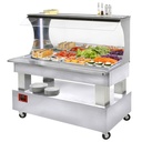 Buffet - Barra de ensaladas mural, refrigerado, 4x GN1/1-150 (madera blanca)