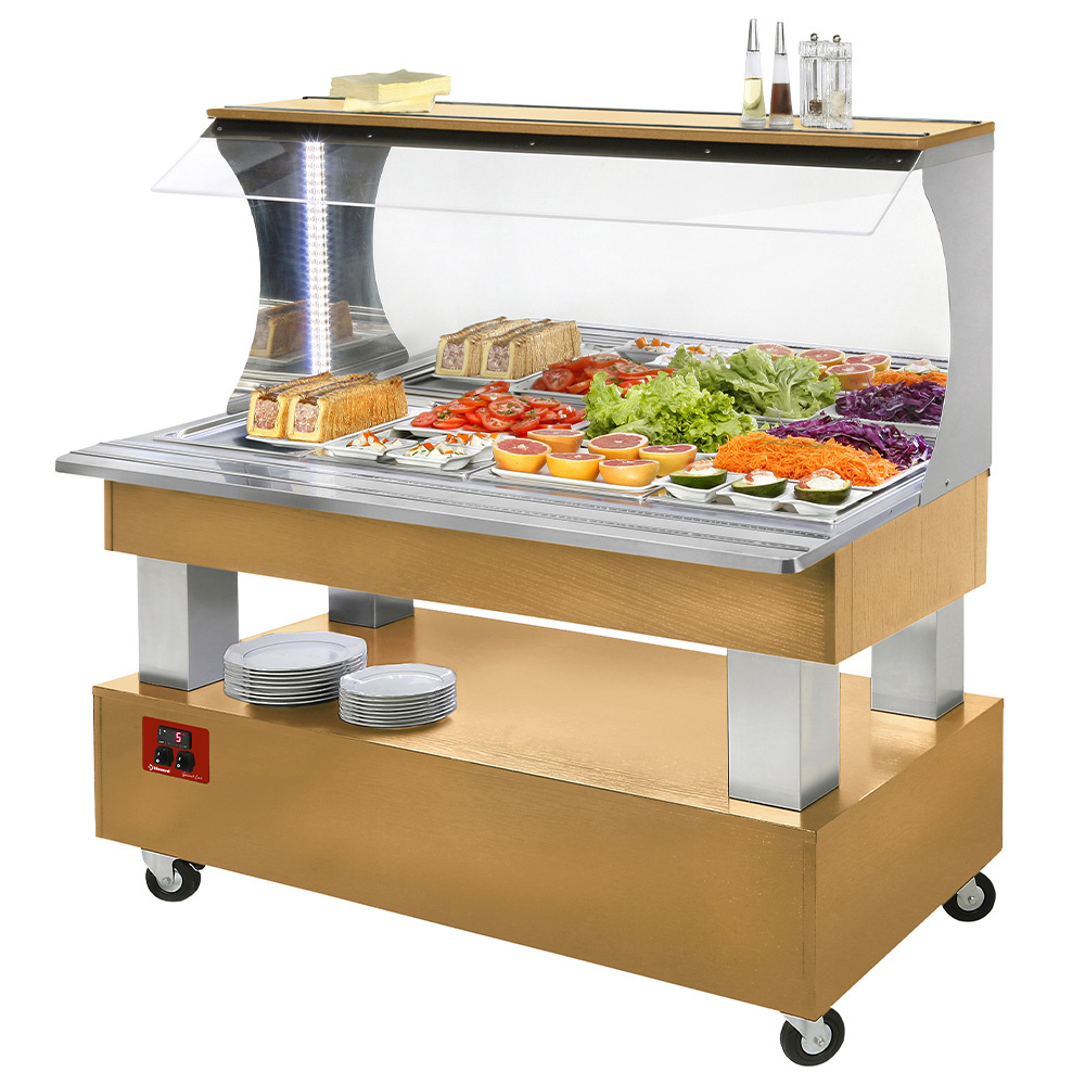 Buffet - Salad bar mural refrigerado, 4x GN1 / 1-150 (Madera roble claro)