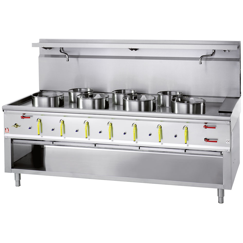 Hornillo wok 7 quemadores con cortina de agua