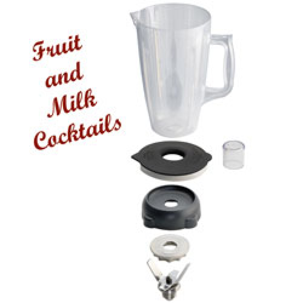 Vaso de Lexan, redondo, 2 litros, con tapa y cuchillo (4 cuchillas)