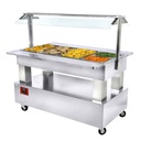 Buffet caliente, baño maría, 4x GN1/1-150 (Madera blanca)