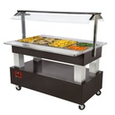 Buffet caliente, baño maría, 4x GN1/1-150 (Madera Wengé)