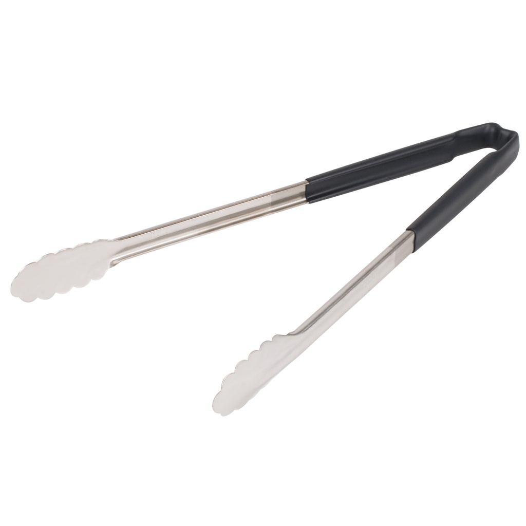 [4781620] Pinzas festoneadas monobloc de acero inoxidable de 40 cm con mango negro Kool-Touch®