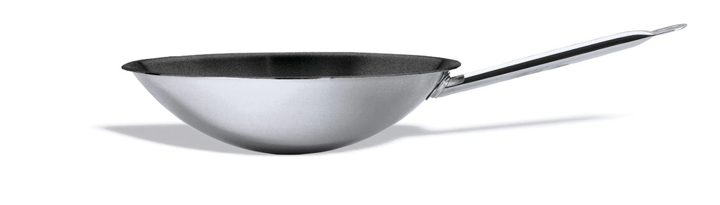 [P239436] Wok Multimetal con fondo redondo de acero inoxidable de 36 centímetros listo para la inducción con antiadherente