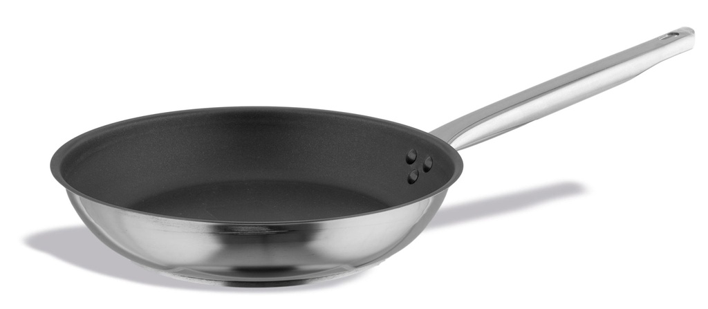 Sartén Inox-Pro con mango Ergos de acero inoxidable de 24 centímetros lista para la inducción con antiadherente reforzado