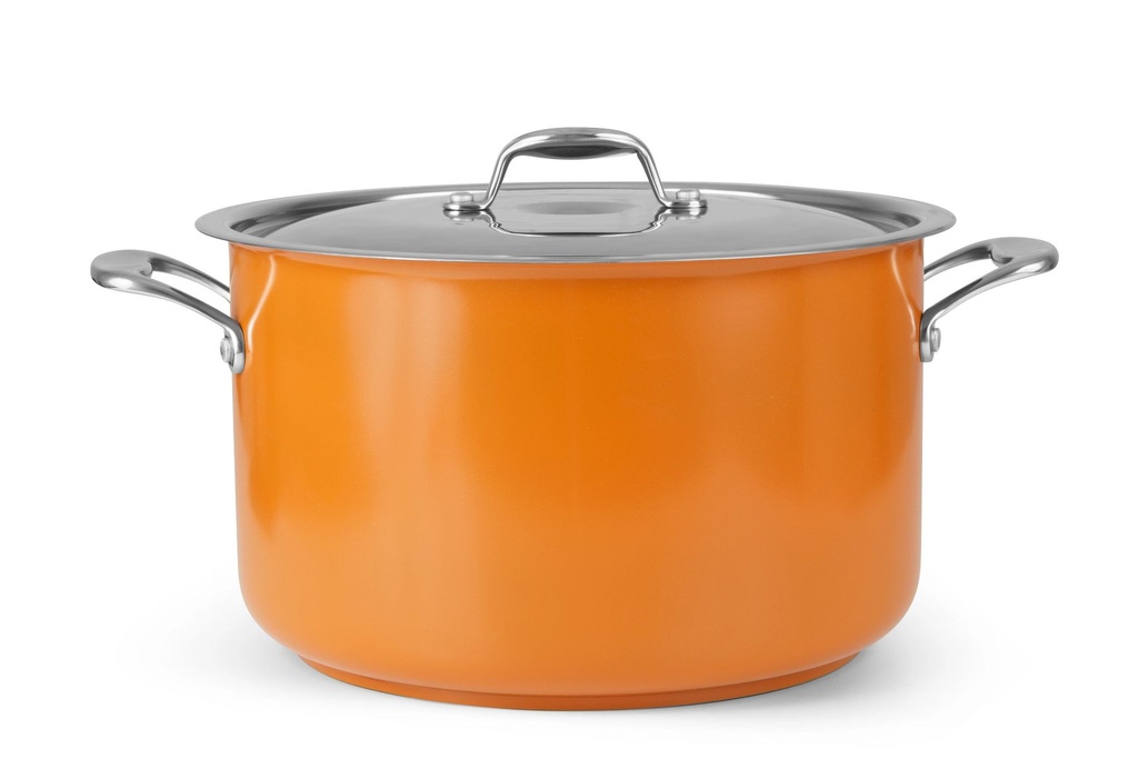 [P490624N] Cacerola alta con tapa Cool Line de 24 centímetros de acero inoxidable 18/10 Naranja