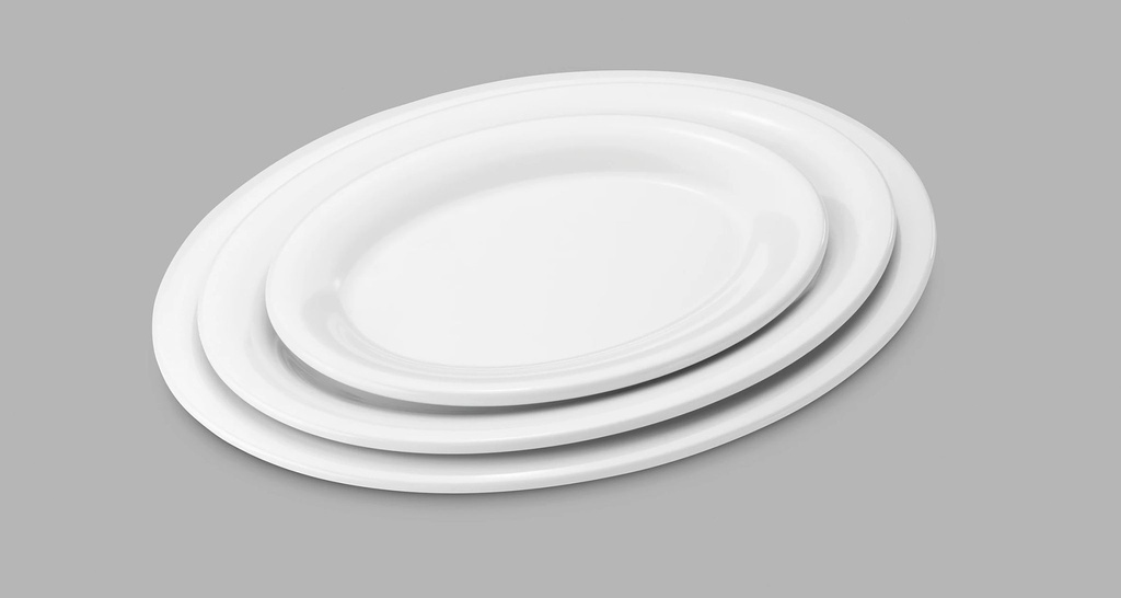 Plato ovalado 243 x 182 mm melamina en blanco