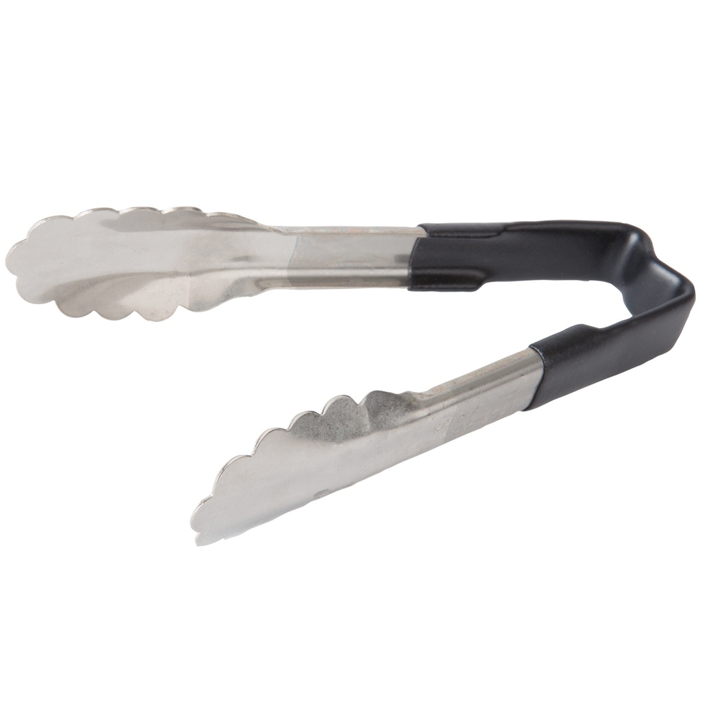 Pinzas festoneadas monobloc de acero inoxidable de 15 cm con mango negro Kool-Touch®