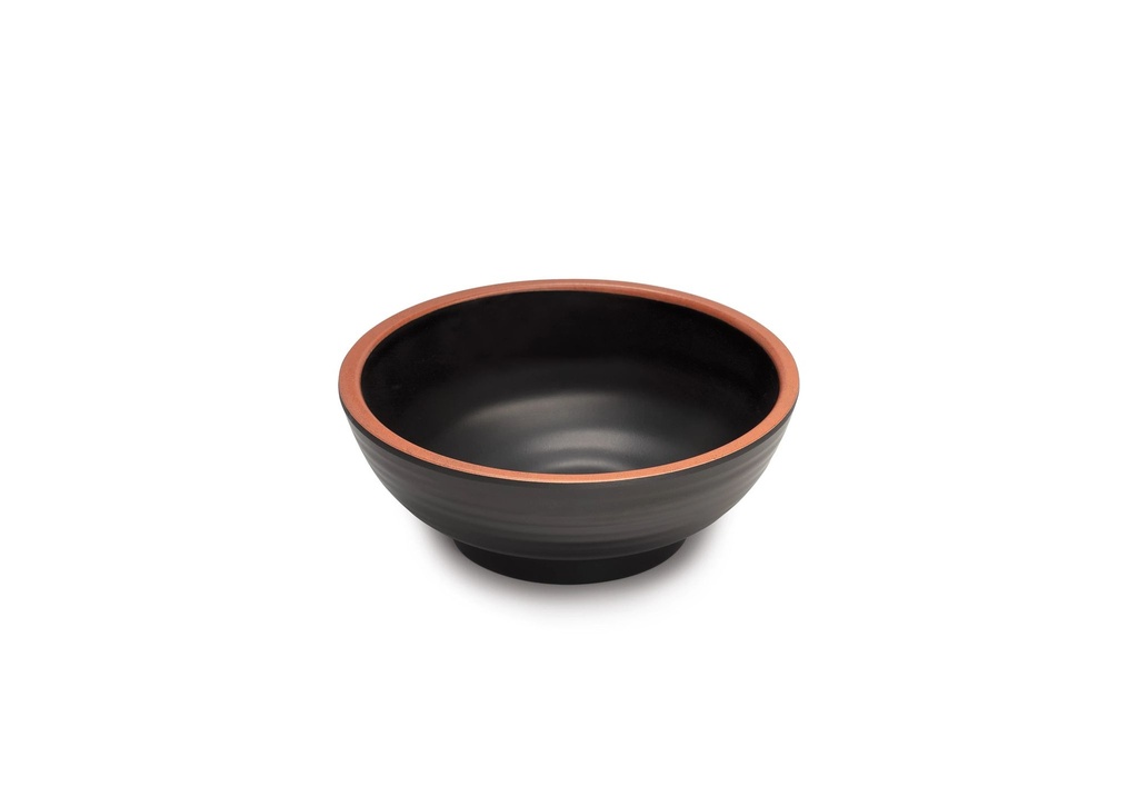Cuenco redondo Terracota 9.5 centímetros de melamina en negro con borde rojo