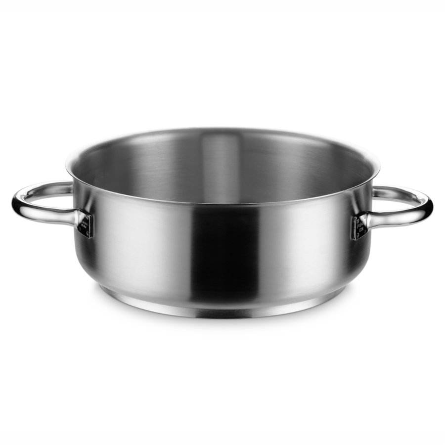 Cacerola baja Top Line de 60 centímetros de acero inoxidable listo para la inducción en acabado satinado