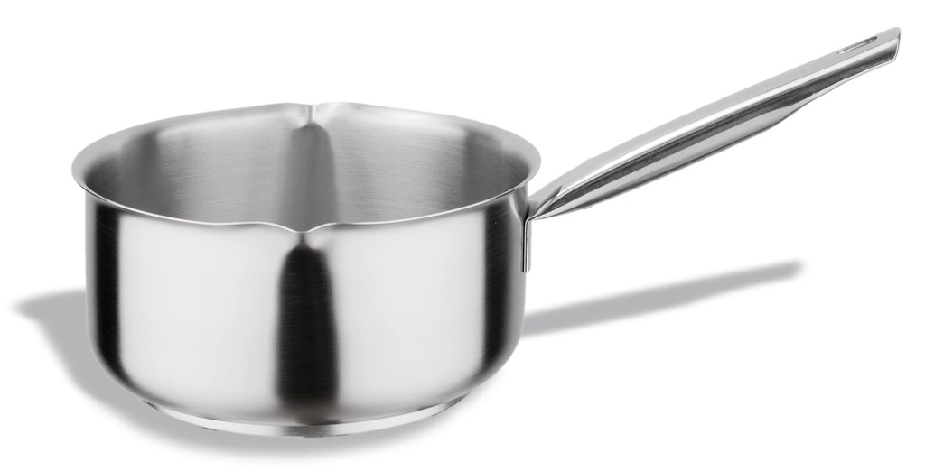 Cazo recto bajo Inox-Pro 20 centímetros listo para la inducción en acabado satinado con picos laterales