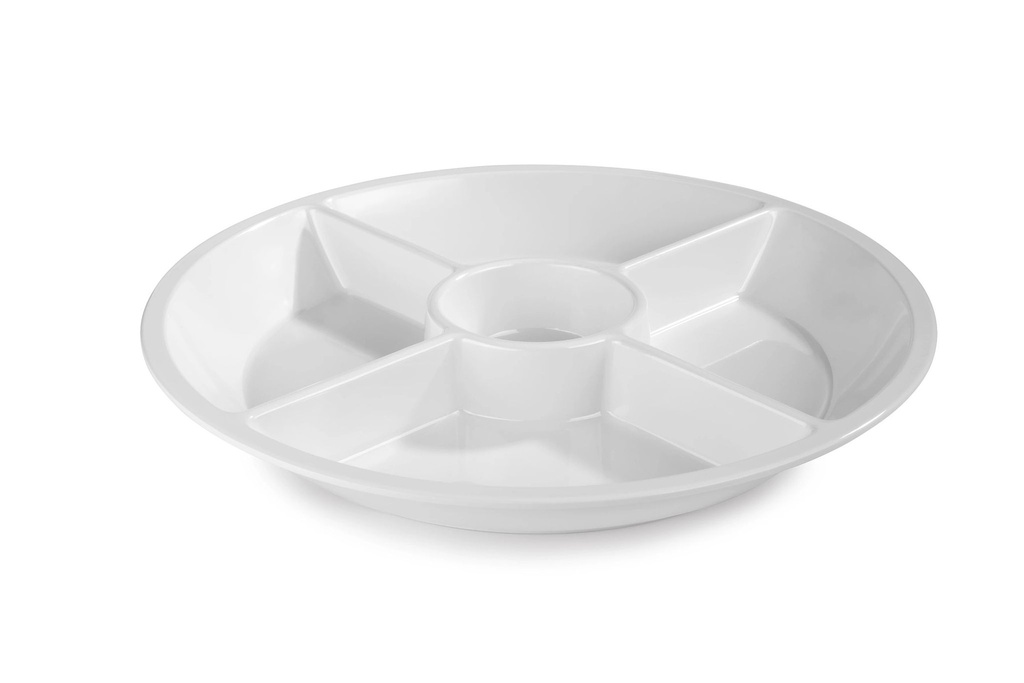 [P22103] Bandeja de servicio de 5 compartimentos 38 centímetros de melamina en blanco