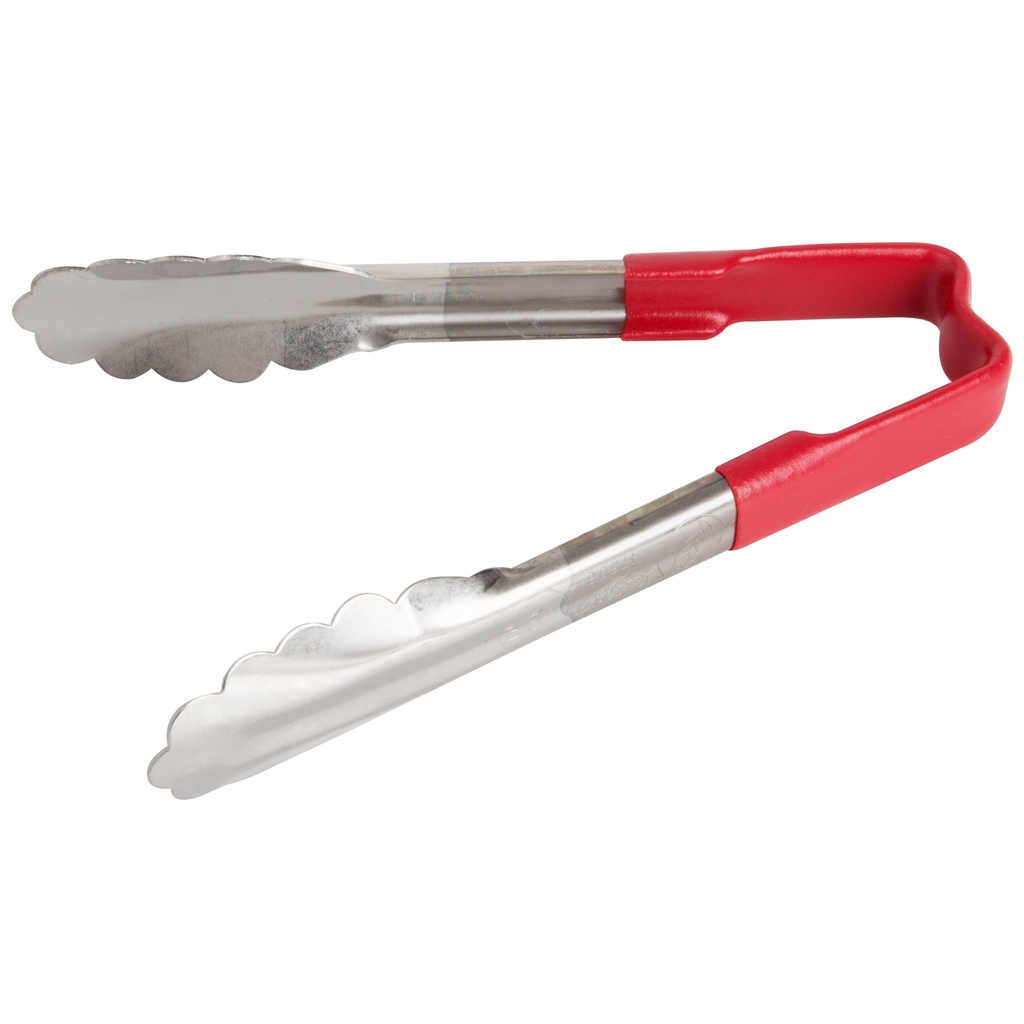 Pinzas festoneadas monobloc de acero inoxidable de 15 cm con mango rojo Kool-Touch®