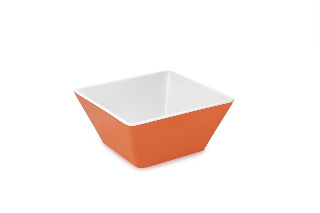 [P22371N] Bol cuadrado de melamina naranja bicolor de 18 x 18 cm