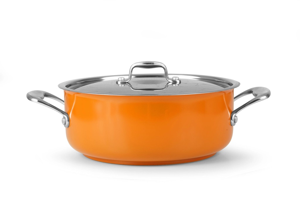 [P490728N] Cacerola baja con tapa Cool Line de 28 centímetros de acero inoxidable 18/10 Naranja