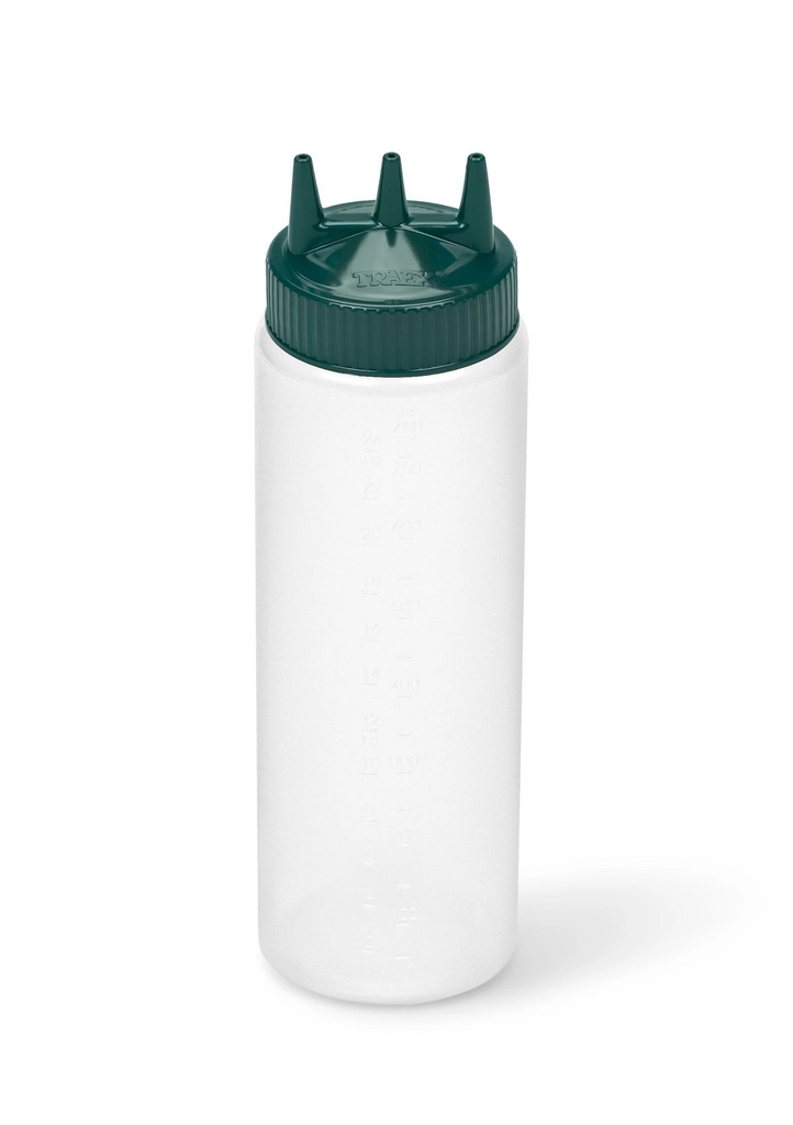 Dispensador a presión triple transparente de 710 ml con tapa verde