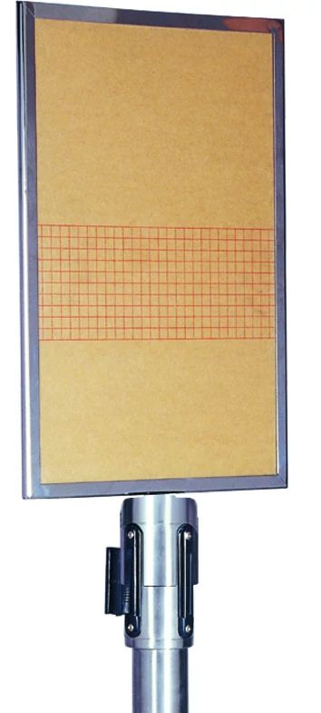 [P19116] Señal de información para el poste de estanque de acero inoxidable de 21 8/10 x 32 cm en acabado espejo