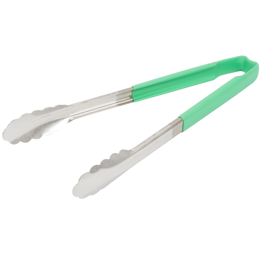 Pinzas festoneadas monobloc de acero inoxidable de 30 cm con mango verde Kool-Touch®