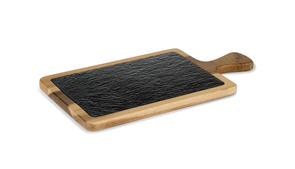 [P28610] Tabla pizarra y acacia de 26 x 18 centímetros con mango