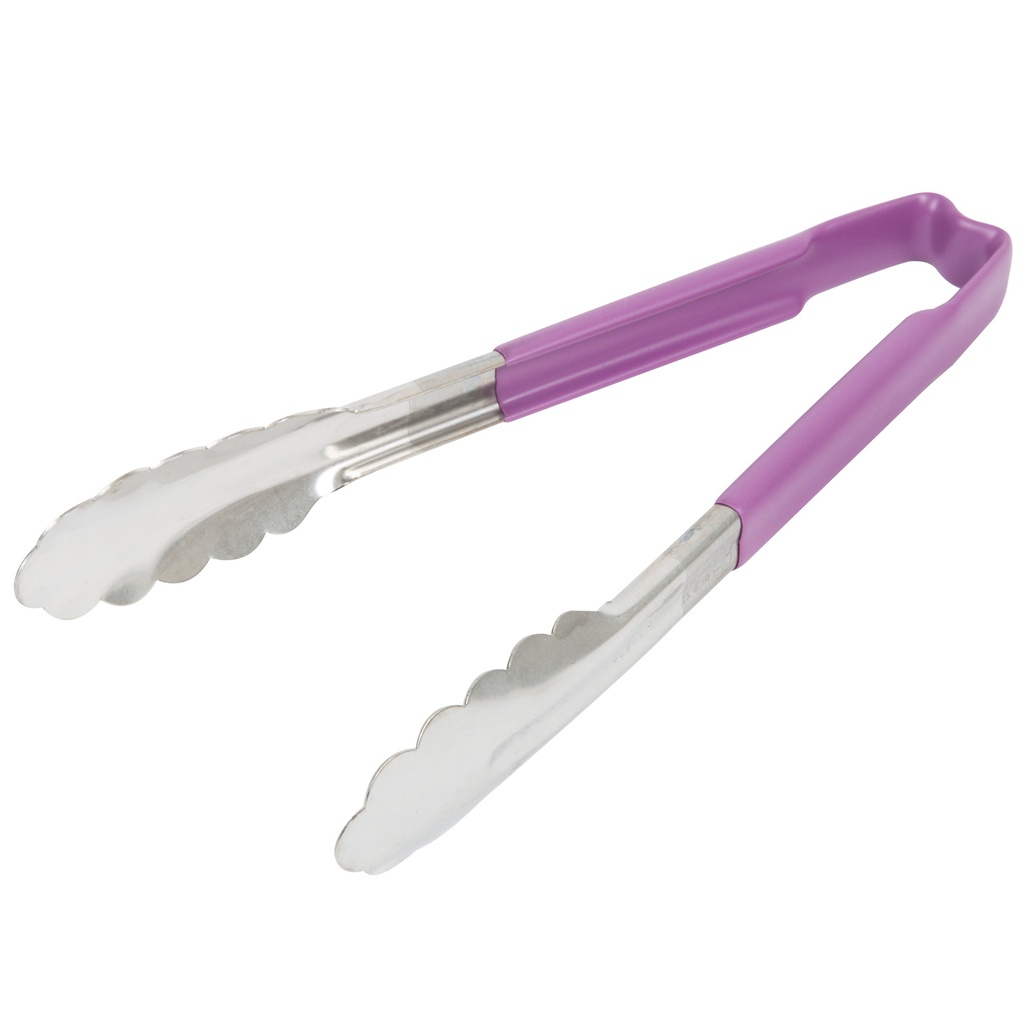 Pinzas festoneadas monobloc de acero inoxidable de 24 cm con mango púrpura Kool-Touch®