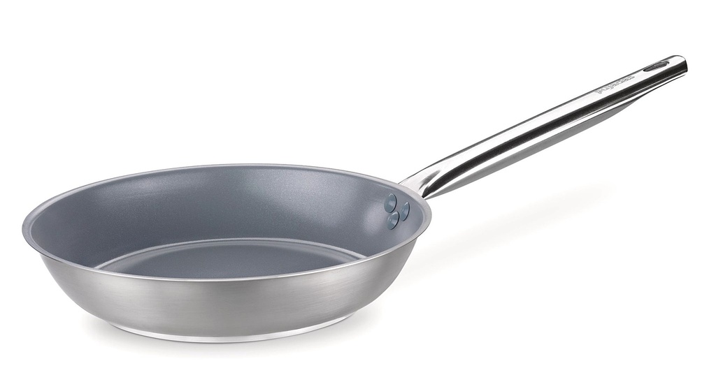 Sartén Inox-Pro Ceramic con mango Ergos de acero inoxidable de 20 centímetros lista para la inducción con antiadherente cerámico