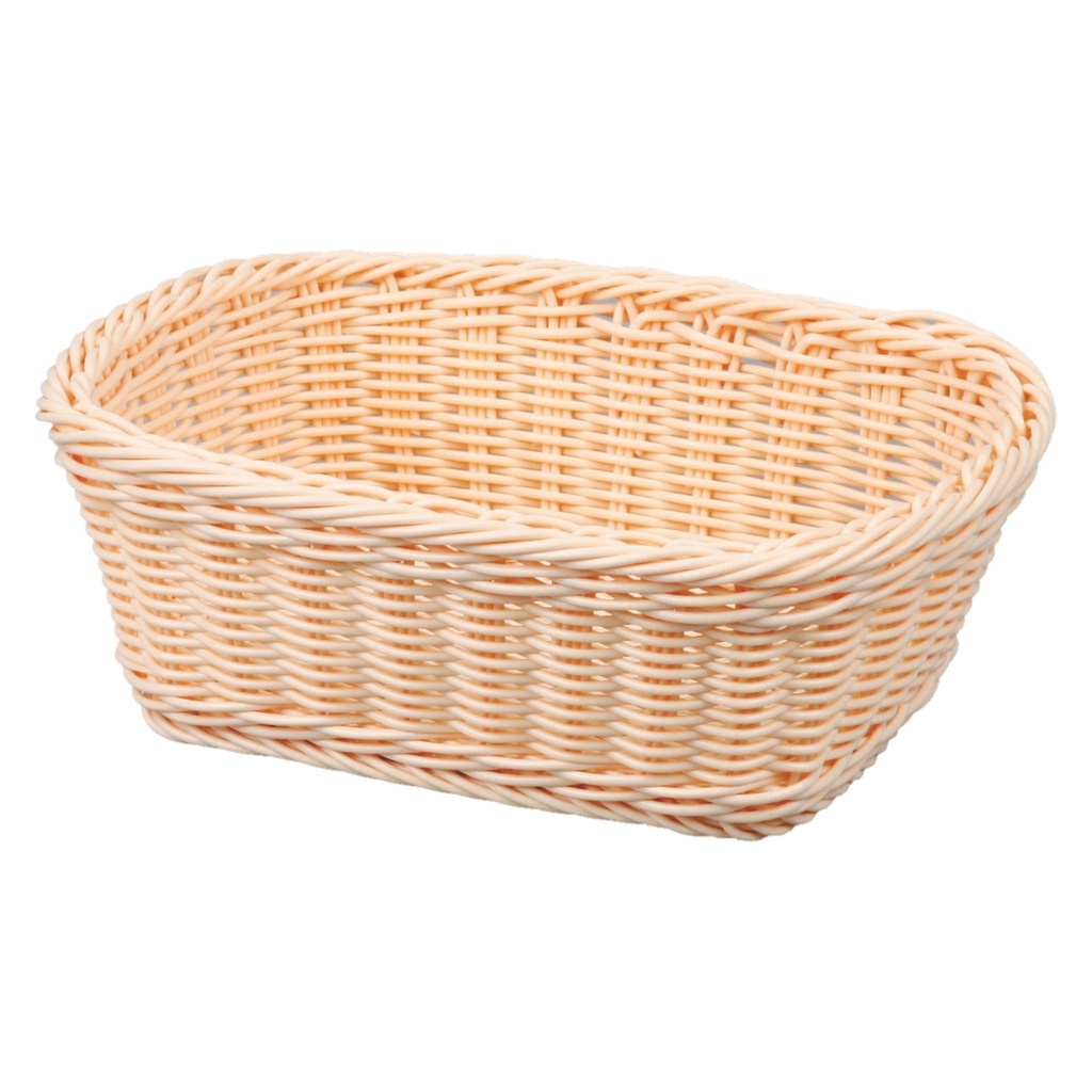[P100840] Cesta de pan de mimbre rectangular de polipropileno de 21,5 x 18 cm en color marrón