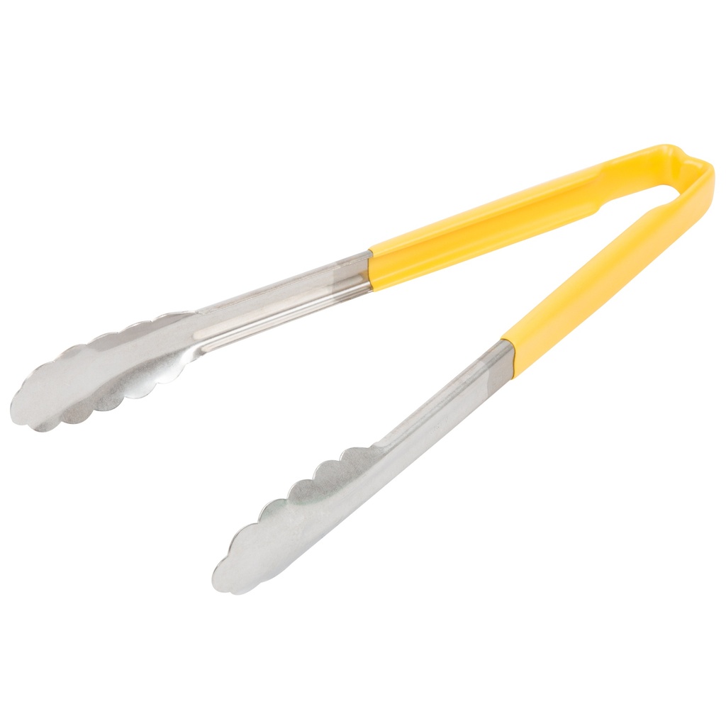 Pinzas festoneadas monobloc de acero inoxidable de 30 cm con mango amarillo Kool-Touch®