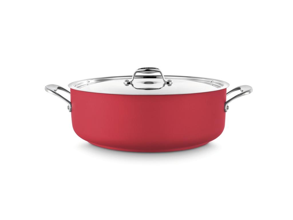 [P490728R] Cacerola baja con tapa Cool Line de 28 centímetros de acero inoxidable 18/10 Rojo