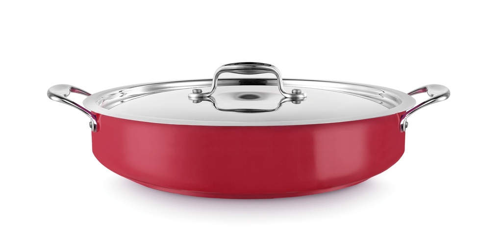 [P490928R] Paellera con tapa Cool Line de 28 centímetros de acero inoxidable 18/10 Rojo