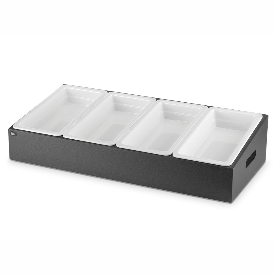 [P90814] Cubertería cúbica 71 x 33.5 cm con negro para cuatro sartenes 1/3 tamaño gastronorm