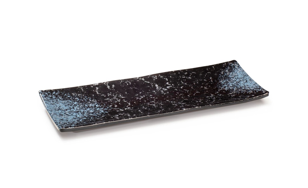 Bandeja rectangular 32 x 12 cm melamina en negro moteado