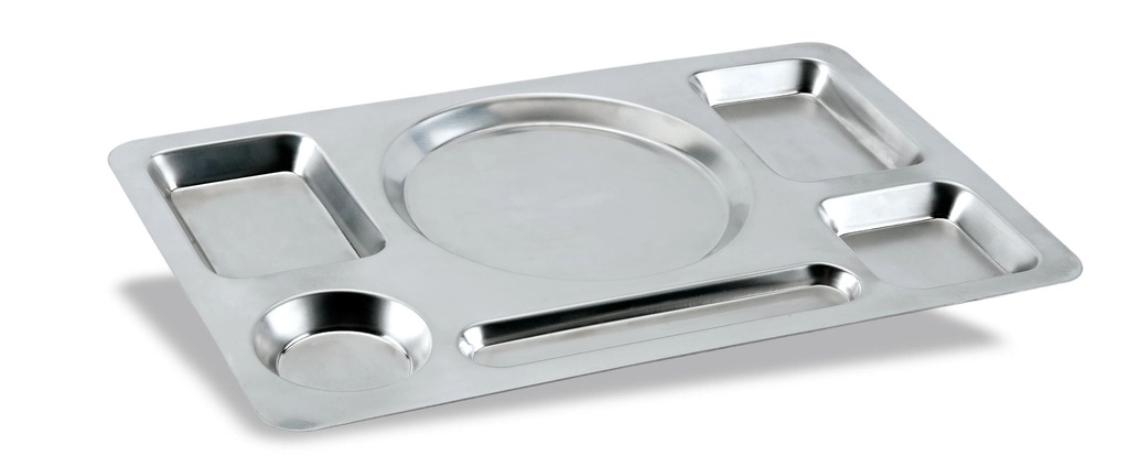 Bandeja auto - servicio de seis compartimentos de 46 x 28.5 cm de acero inoxidable