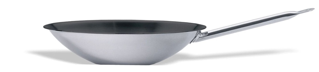 [P239536] Wok Multimetal con fondo plano de acero inoxidable de 36 centímetros listo para la inducción con antiadherente