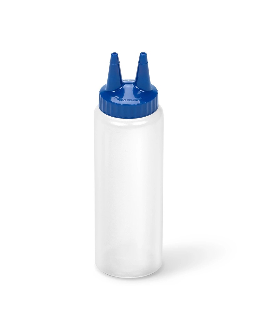 Dispensador a presión doble transparente de 240 ml con tapa azul
