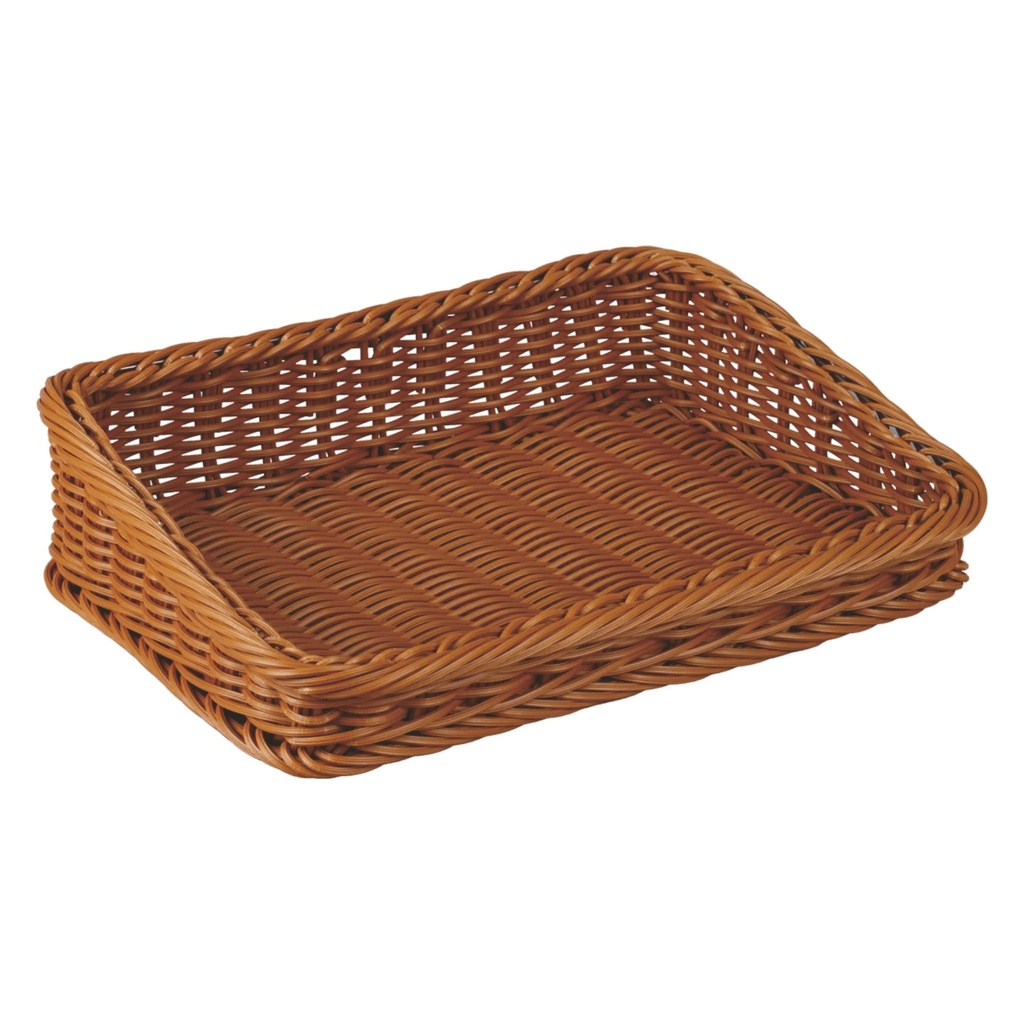 Cesta de pan de mimbre inclinada 40 x 28 cm polipropileno en marrón