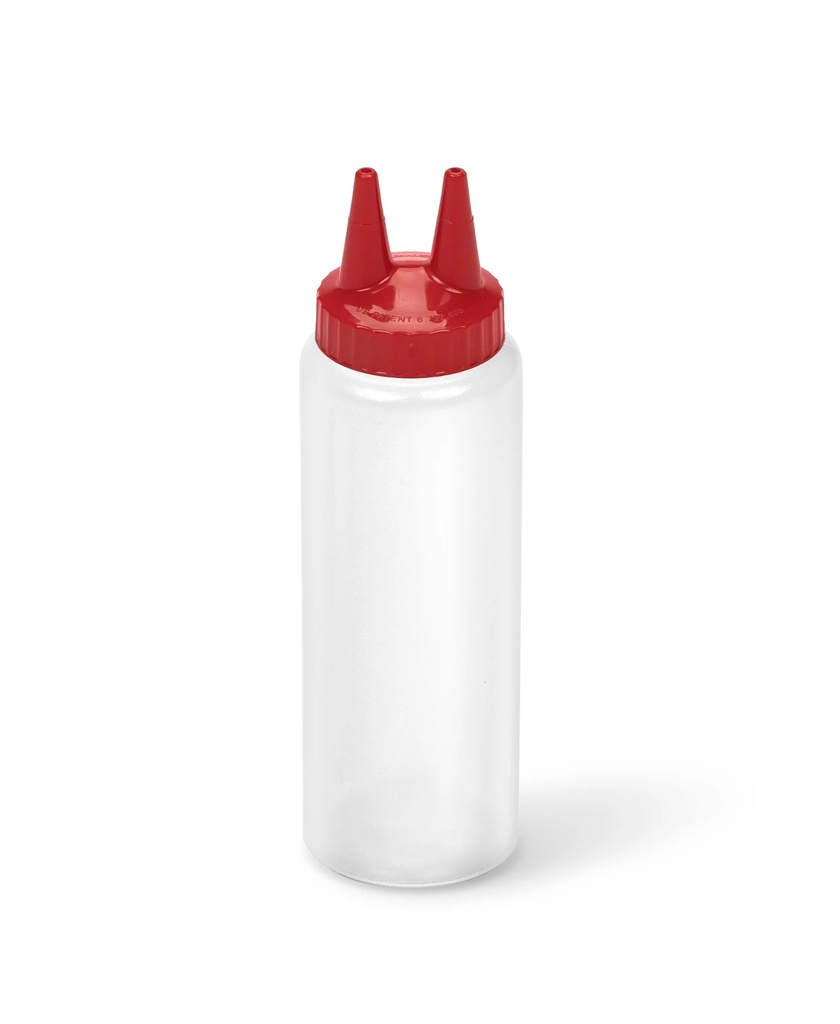 Dispensador a presión doble transparente de 240 ml con tapa roja